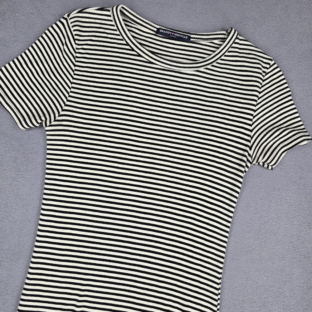 Brandy Melville Dress Womens One Size Black White Striped T Shirt Bodycon Mini